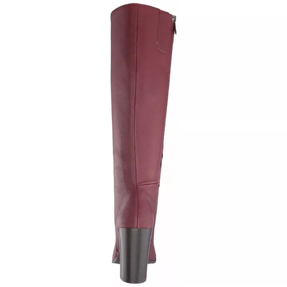 Kenneth Cole New York Womens Burgundy Red Zip-Up High Heel Riding Boots