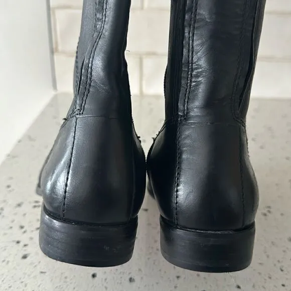 Kenneth Cole NY Mea Women’s Black Leather Knee-High Riding Boots Full Zip Sz 6.5