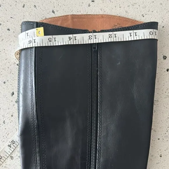 Kenneth Cole NY Mea Women’s Black Leather Knee-High Riding Boots Full Zip Sz 6.5