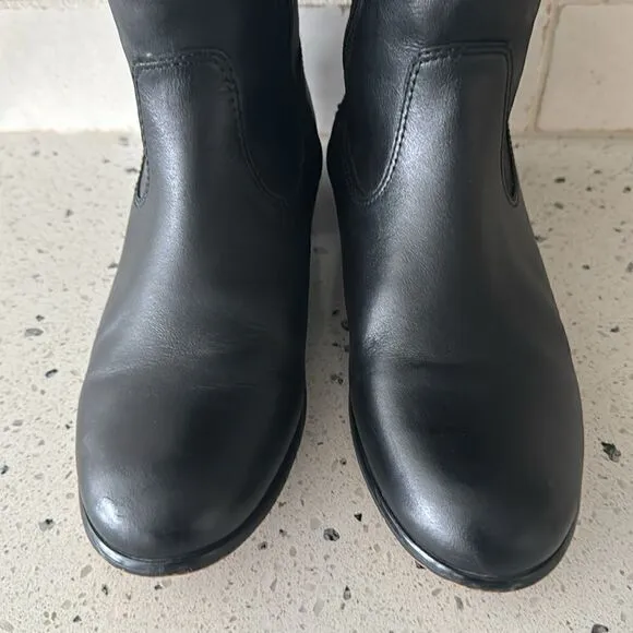 Kenneth Cole NY Mea Women’s Black Leather Knee-High Riding Boots Full Zip Sz 6.5