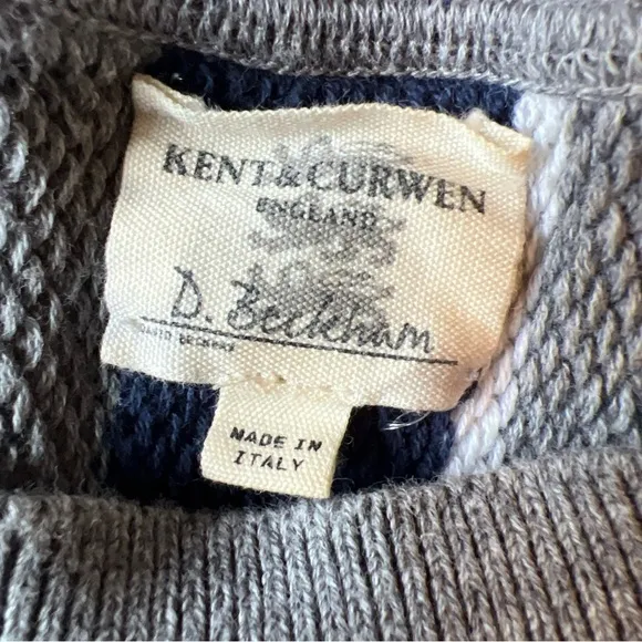 Kent &amp; Curwen Sz S Oversized Appliquéd Striped Cotton Wool Blend Sweater Mans