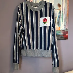 Kent &amp; Curwen Sz S Oversized Appliquéd Striped Cotton Wool Blend Sweater Mans