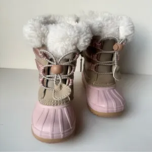 Khombu Faux Fur Side Zip Snow Winter Boot Pink/Tan Toddler Girl Sz 5