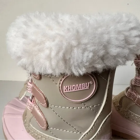 Khombu Faux Fur Side Zip Snow Winter Boot Pink/Tan Toddler Girl Sz 5