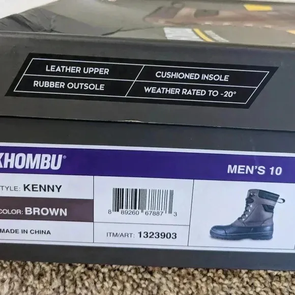 KHOMBU Men's Kenny Leather Duck‎ Snow Boots Waterproof -20 Degrees ~ Size 10 NIB