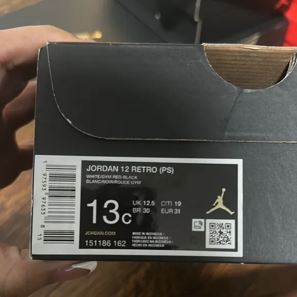 Kids White and Black Jordan 12 Shoes