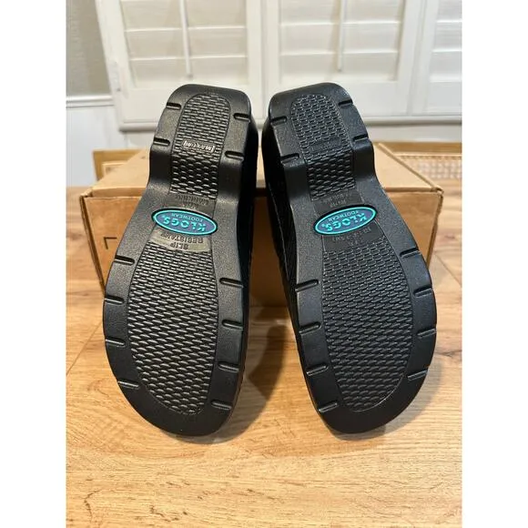 Klogs Footwear Women's Naples Mules Black Smooth Leather 7.5 Medium NWOB Nurses