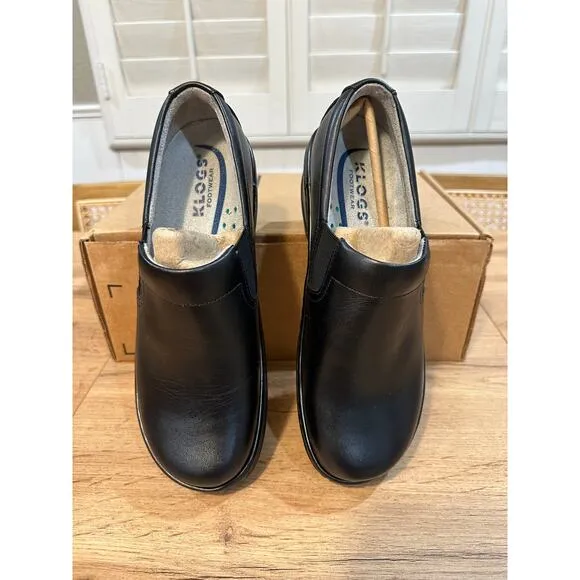 Klogs Footwear Women's Naples Mules Black Smooth Leather 7.5 Medium NWOB Nurses