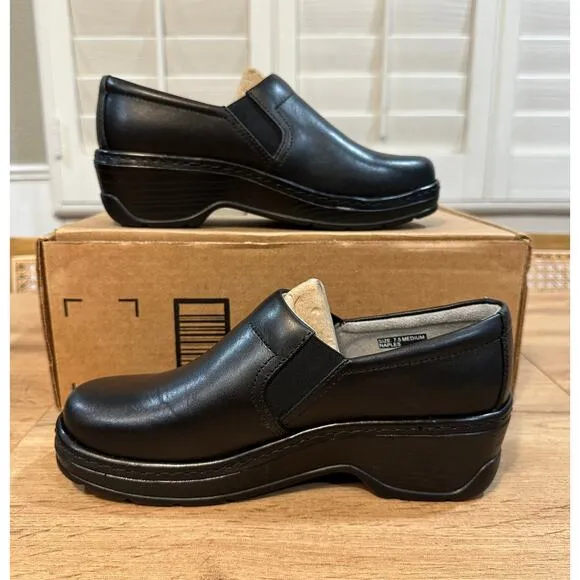 Klogs Footwear Women's Naples Mules Black Smooth Leather 7.5 Medium NWOB Nurses