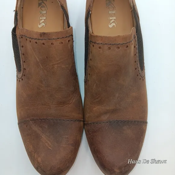 Kork-Ease 11 M Shoes Korks Brown Leather Slip On Cap Toe Gertrude Boho Artsy