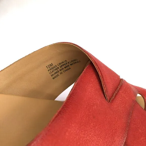 Kork-Ease Baja Sport Sandals Size 10 Red Leather Toe Loop Wedge Crisscross Upper