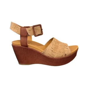 Kork-Ease Keirn Cork &amp; Leather Platform Wedge Sandals - Tan - Size 8