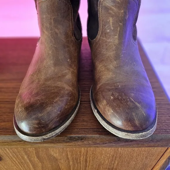 Kork-Ease Rue Tall Brown Leather Boots Womens Size 9 Classic Suede Side Zip