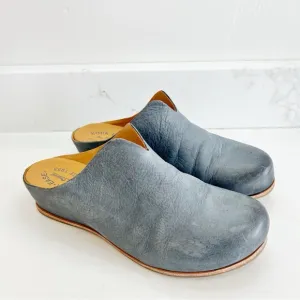 Kork Ease Women's Para Clog Wedge Leather Shoes Blue Brown 9 Slip On
