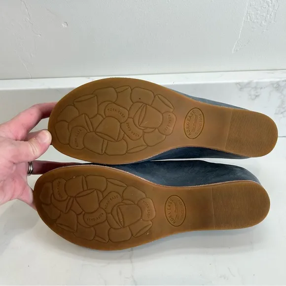 Kork Ease Women's Para Clog Wedge Leather Shoes Blue Brown 9 Slip On