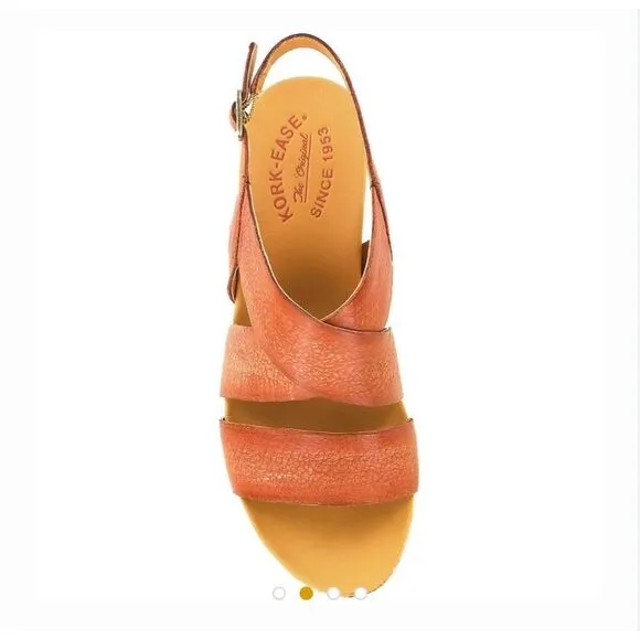 Kork-Ease Ashcroft Leather Wedge Sandal Etiope Brown Size 9