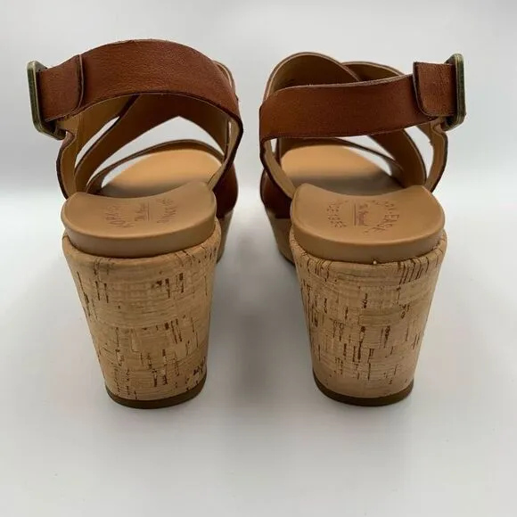 Kork-Ease Ashcroft Leather Wedge Sandal Etiope Brown Size 9