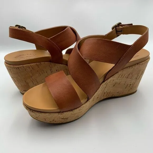 Kork-Ease Ashcroft Leather Wedge Sandal Etiope Brown Size 9