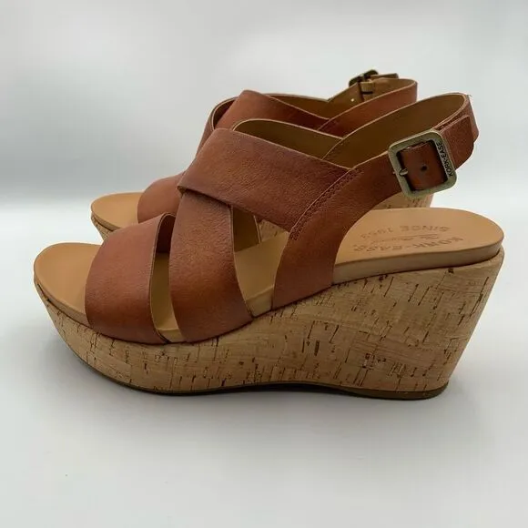 Kork-Ease Ashcroft Leather Wedge Sandal Etiope Brown Size 9