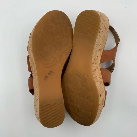 Kork-Ease Ashcroft Leather Wedge Sandal Etiope Brown Size 9