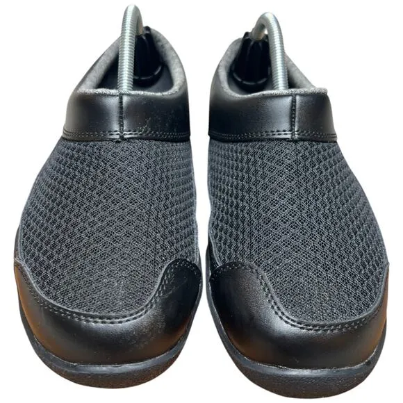 KURU Draft Women's 7 Black Slip On Clog Mule Comfort Slipper Shoes Leather Mesh