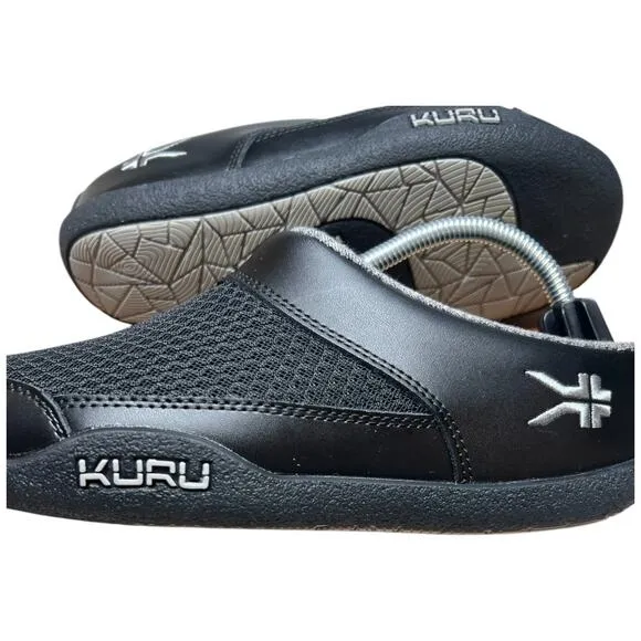 KURU Draft Women's 7 Black Slip On Clog Mule Comfort Slipper Shoes Leather Mesh