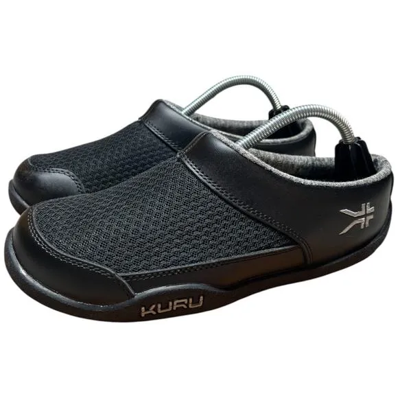 KURU Draft Women's 7 Black Slip On Clog Mule Comfort Slipper Shoes Leather Mesh