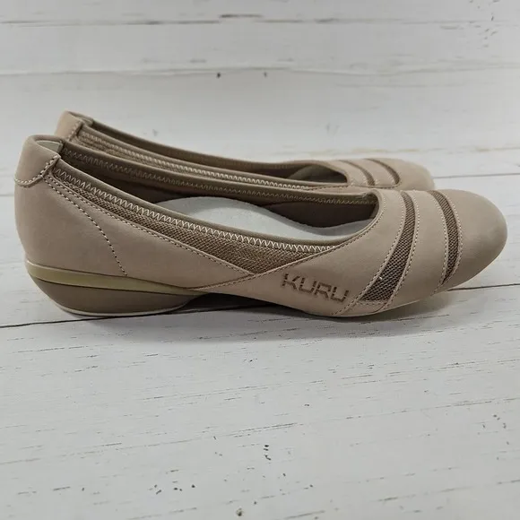 Kuru Grace Womens Size 8 Tan Beige Loafers Flats Shoes Leather Slip On Orthotic