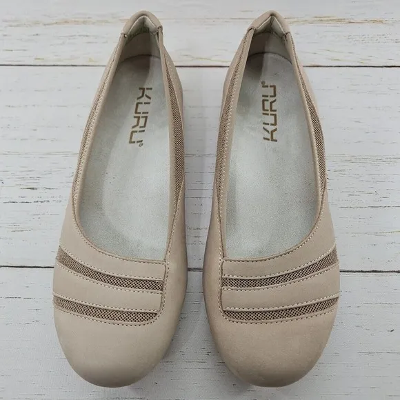 Kuru Grace Womens Size 8 Tan Beige Loafers Flats Shoes Leather Slip On Orthotic