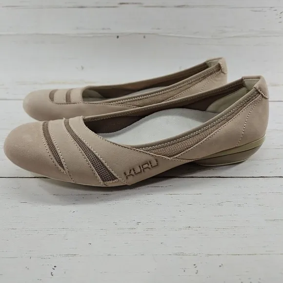Kuru Grace Womens Size 8 Tan Beige Loafers Flats Shoes Leather Slip On Orthotic