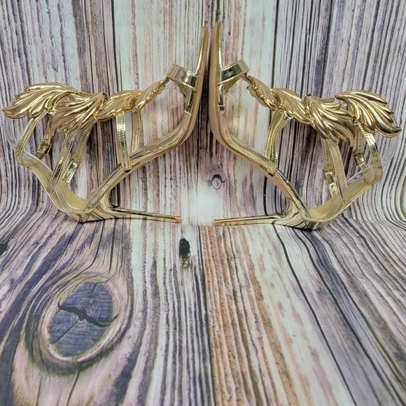 LADY Couture Joyce Gold Metal Winged T-Strap Sandal Heels