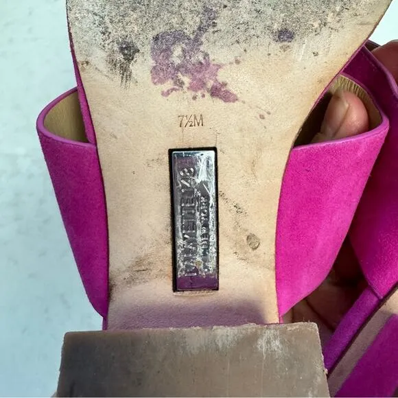 Lafayette 148 Hot Pink Suede Leather Sandals Size 7.5