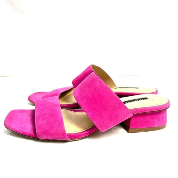 Lafayette 148 Hot Pink Suede Leather Sandals Size 7.5