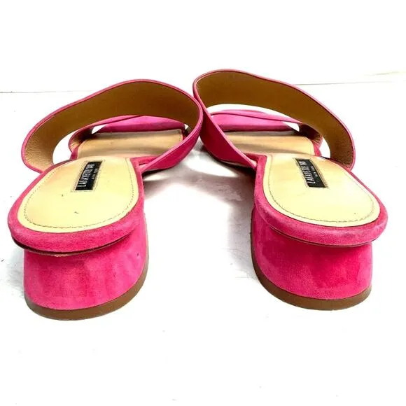 Lafayette 148 Hot Pink Suede Leather Sandals Size 7.5