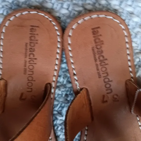 Laidback London Toe Ring Leather Beaded Sandals