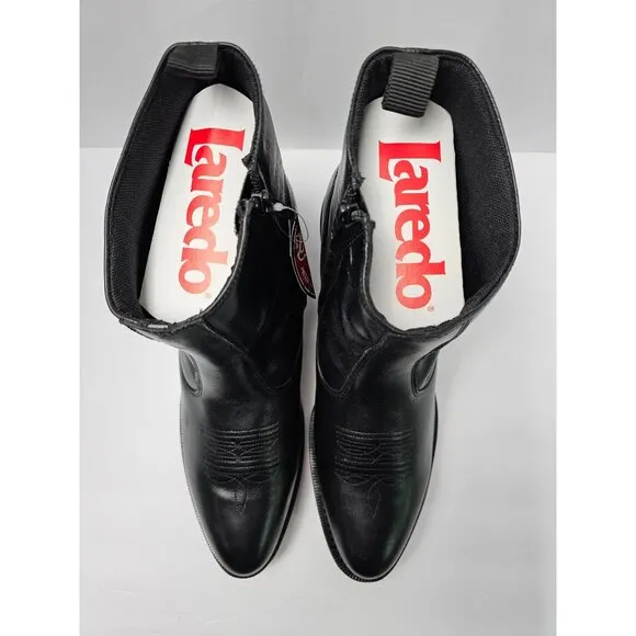 Laredo Mens Black Leather Western Ankle Boots With Side Zipper Size 13 EW