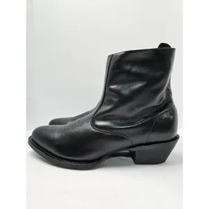 Laredo Mens Black Leather Western Ankle Boots With Side Zipper Size 13 EW