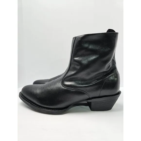 Laredo Mens Black Leather Western Ankle Boots With Side Zipper Size 13 EW