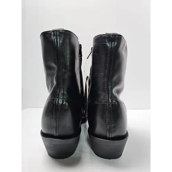 Laredo Mens Black Leather Western Ankle Boots With Side Zipper Size 13 EW