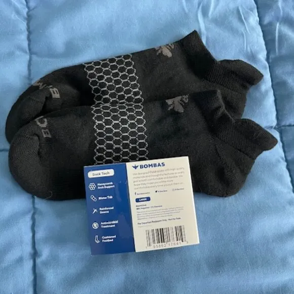 Large Bombas Ankle Socks x 10 pairs BUNDLE - Black - MENS UNISEX NEW lot GOTH