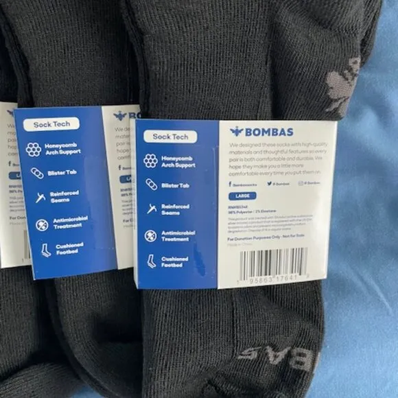 Large Bombas Ankle Socks x 10 pairs BUNDLE - Black - MENS UNISEX NEW lot GOTH
