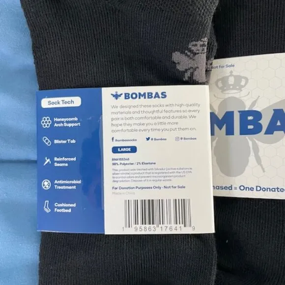 Large Bombas Ankle Socks x 10 pairs BUNDLE - Black - MENS UNISEX NEW lot GOTH