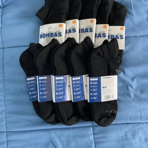 Large Bombas Ankle Socks x 10 pairs BUNDLE - Black - MENS UNISEX NEW lot GOTH