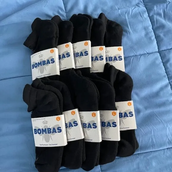 Large Bombas Ankle Socks x 10 pairs BUNDLE - Black - MENS UNISEX NEW lot GOTH