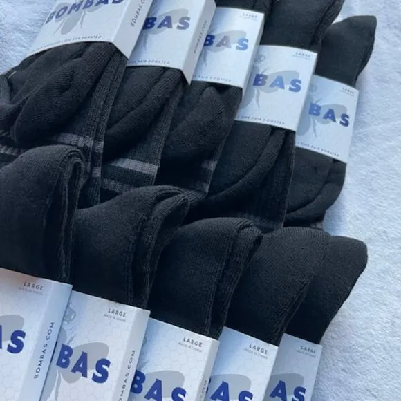 LARGE Bombas Socks Bundle Lot x 10 pairs Half Calf style - Black UNISEX NEW NWT