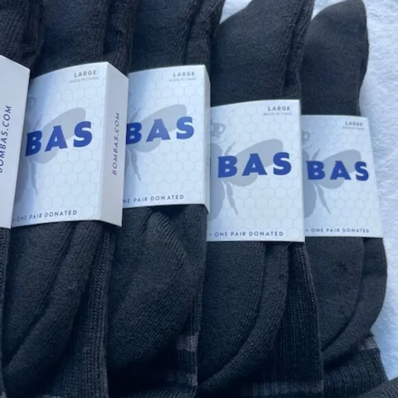 LARGE Bombas Socks Bundle Lot x 10 pairs Half Calf style - Black UNISEX NEW NWT