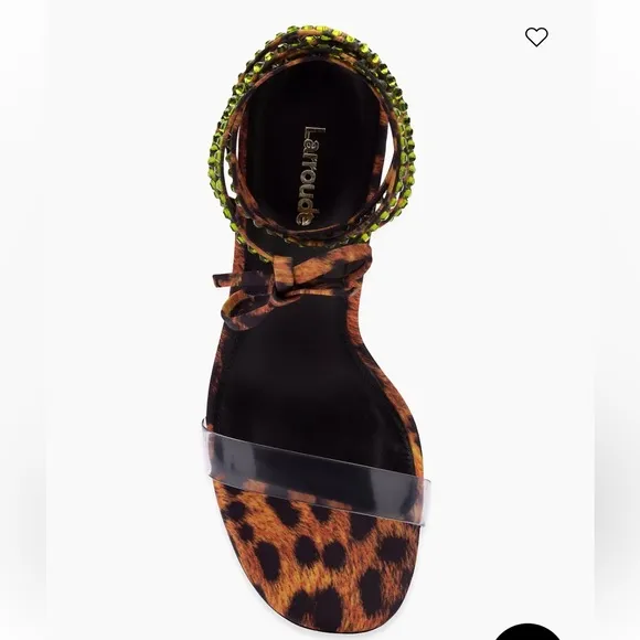 Larroude Disco GloriaLeopard-Print Wrap Sandals women size 8 new no box