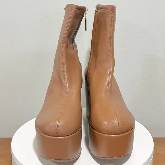 🌹LARROUDE🌹 Miso Platform Boot In Caramel Stretch Leather Size: 9.5