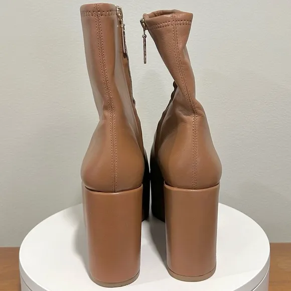 🌹LARROUDE🌹 Miso Platform Boot In Caramel Stretch Leather Size: 9.5