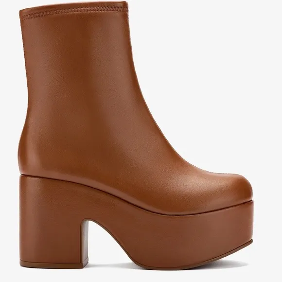 🌹LARROUDE🌹 Miso Platform Boot In Caramel Stretch Leather Size: 9.5